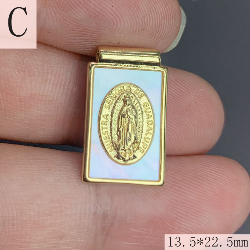 Copper Material 1 Piece 13.5*22.5mm Copper Shell Human Cross Virgin Mary Pendant