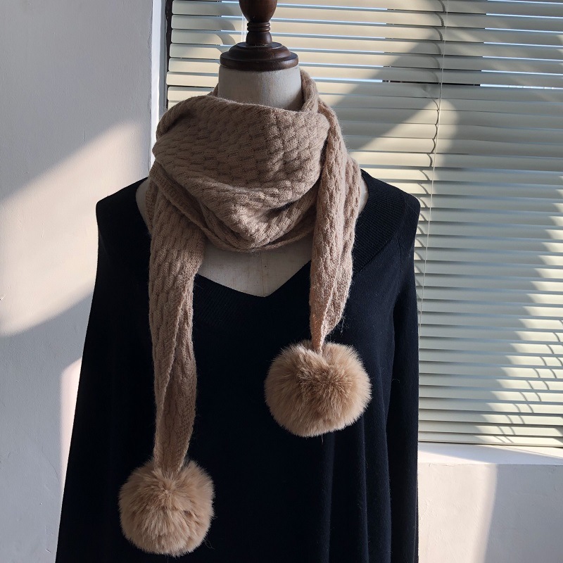 Unisex Sweet Solid Color Yarn Scarf display picture 4