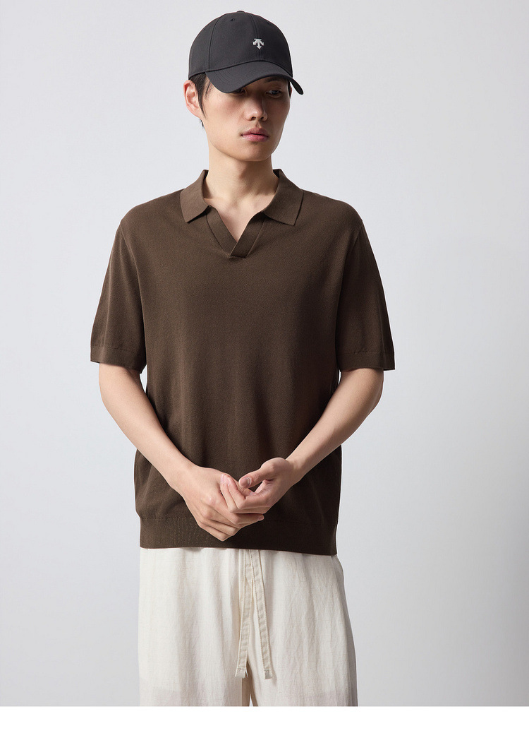 Áo polo nam cổ bẻ họa tiết hải âu chất liệu pha tơ tằm dệt kim — đen chi tiết 33