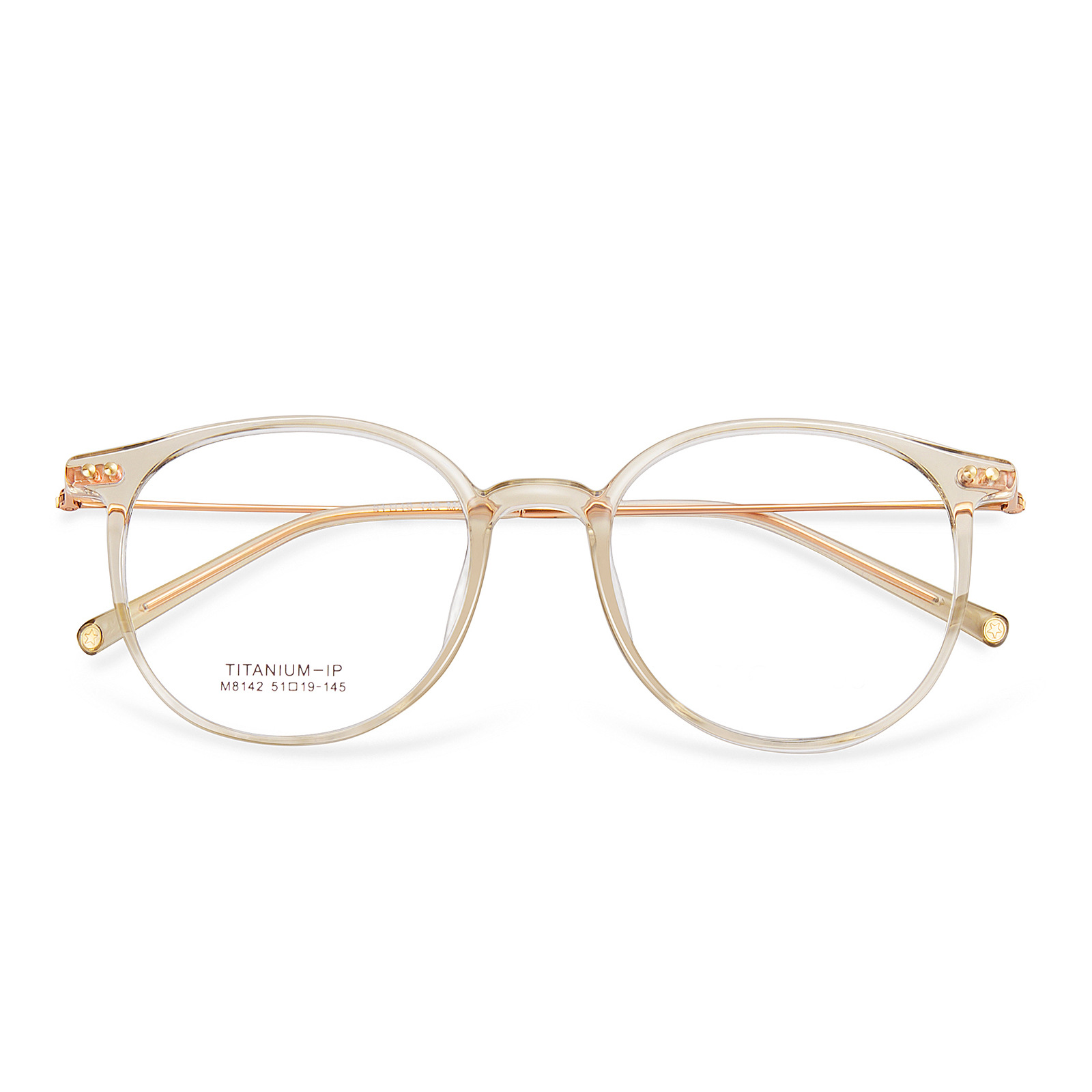 Estilo japonés joven ronda ultra-ligero gafas de titanio puro piernas serie clara blanco neto rojo liso marco de gafas TR puede ser equipado con gafas Danyang venta al por mayor