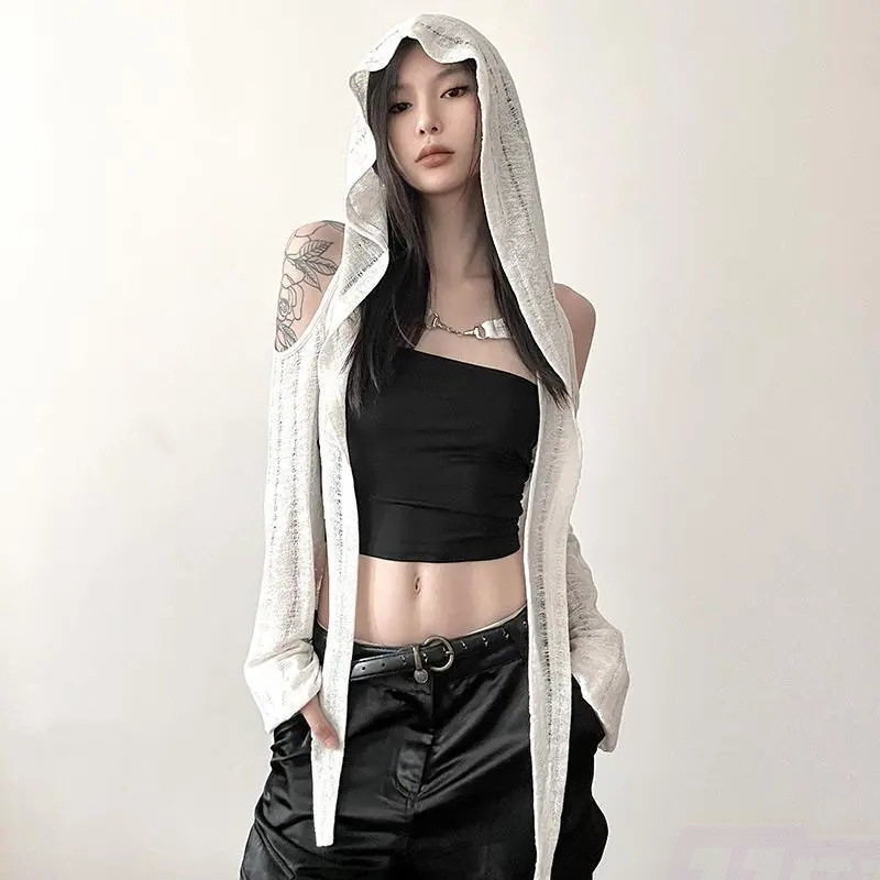 Cross-Border Factory Export European and American Style Long-Sleeved T-Shirt Women's Cut Out Hooded Blouse Sun Protection Clothing Thin Jacket Taobao Cross-Border Factory Export European and American Style Long-Sleeved T-Shirt Women's Cut Out Hooded Blouse Sun Protection Clothing Thin Jacket Taobao