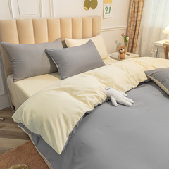 ins雙拼四件套純棉全棉三件套夏季簡約學生宿舍被套單雙人床笠4