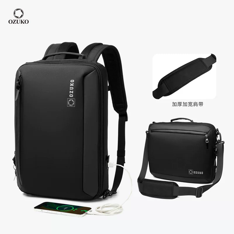 OZUKO Backpack, handheld waterproof laptop, business version, worn on the shoulder, for students