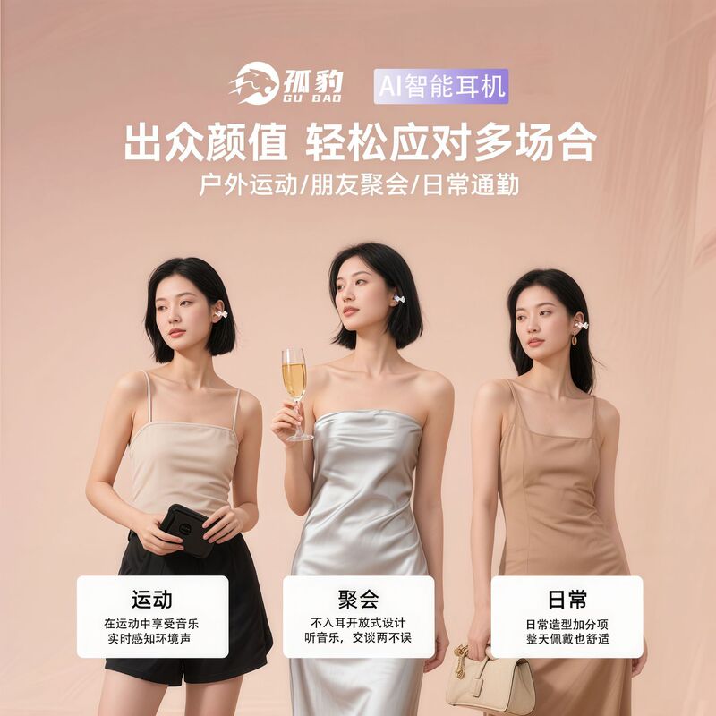2025跨境高颜值新品耳饰可拆卸夹耳饰时尚女性无线跑步蓝牙耳机|undefined