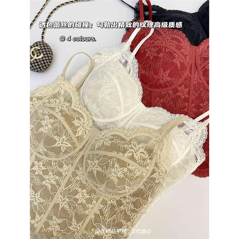 马甲线2代保暖背心秋冬磨毛蕾丝吊带女带胸垫外穿红色打底衣6100|undefined