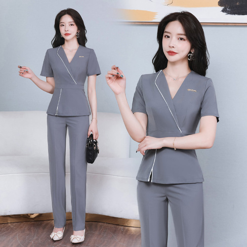 Foot massage foot bath therapist uniform, bath and sauna technician attire, beauty SPA health center workwear 236 short sleeve