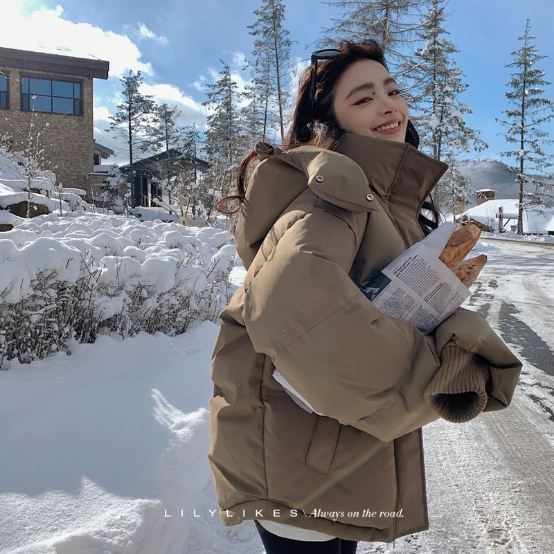 Зимняя любящая вышивка короткая толстая хлопчатобумажная одежда