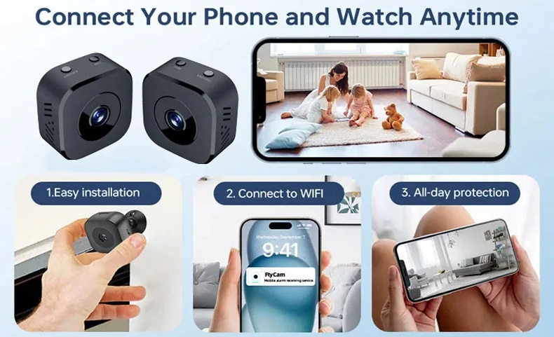 Pil Kablosuz WiFi Ağ Kartı Telefon Uzaktan Kumanda Ev İç Mekan HD İzleme Kamerası Stok Toptan