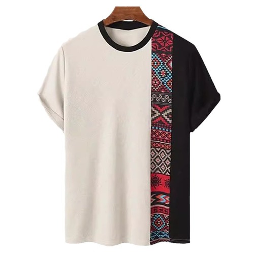 Cross-border 2024 Summer New Casual Men's Clothing 3D Effect Striped Short Sleeve Fashion Round Neck Men's T-Shirt