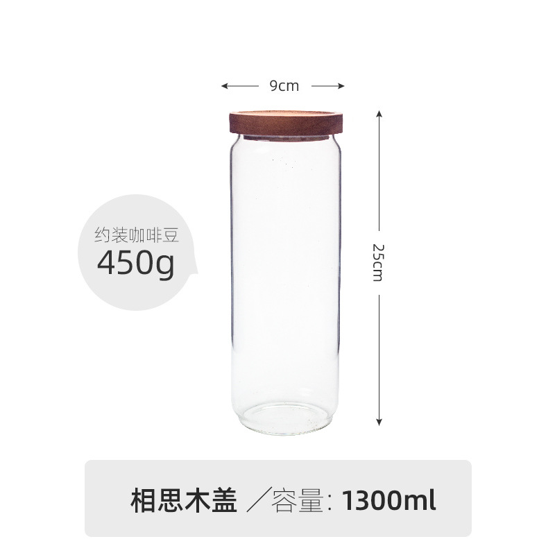Frasco sellado de granos de café frasco de almacenamiento de botellas de vidrio de cocina de madera de acacia con tapa granos de fruta seca frasco de almacenamiento de té