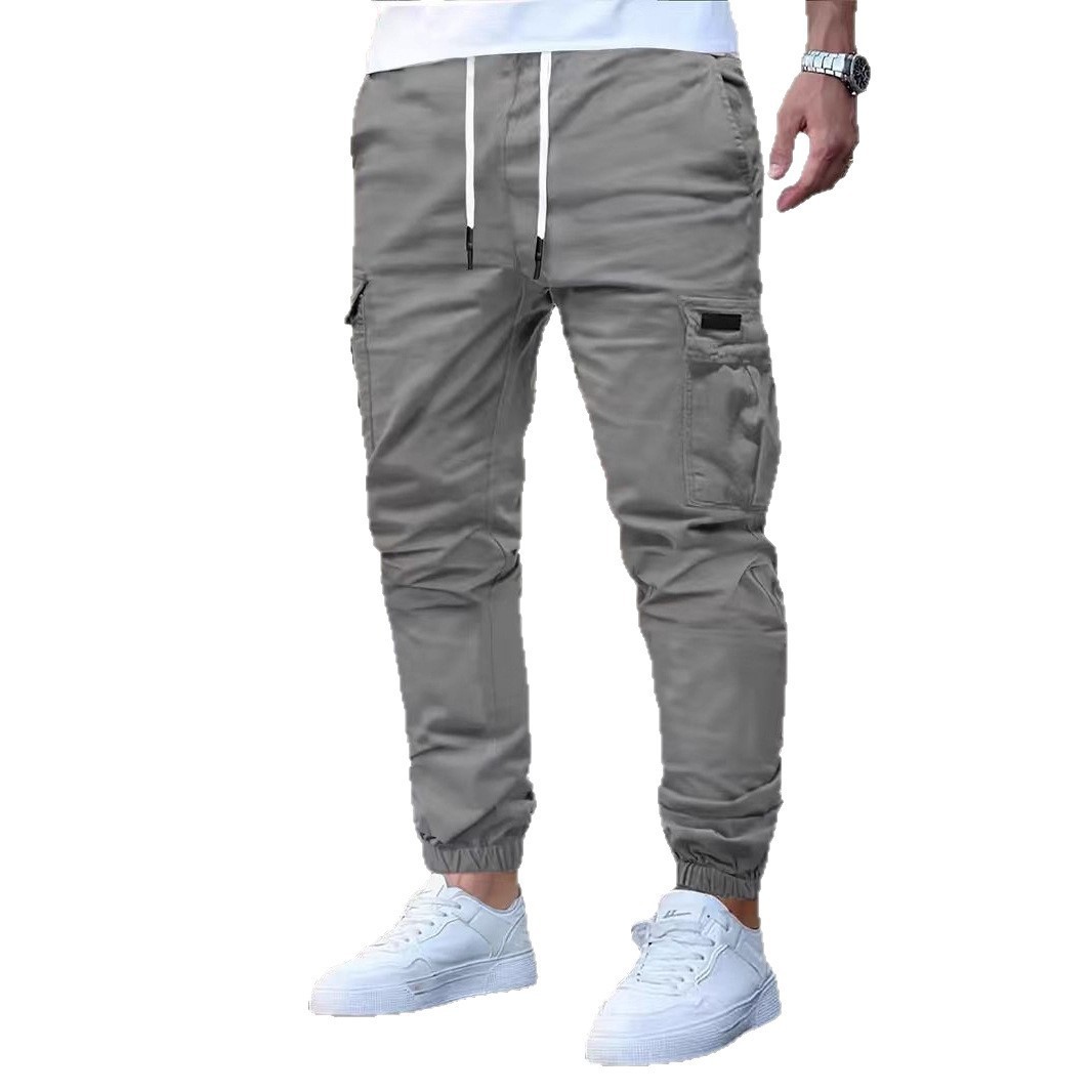 Cross-Border Popular Men's Casual Outdoor Vacation Multi-Pocket Men's Pants Personalized Leather Small-Leg Work Pants