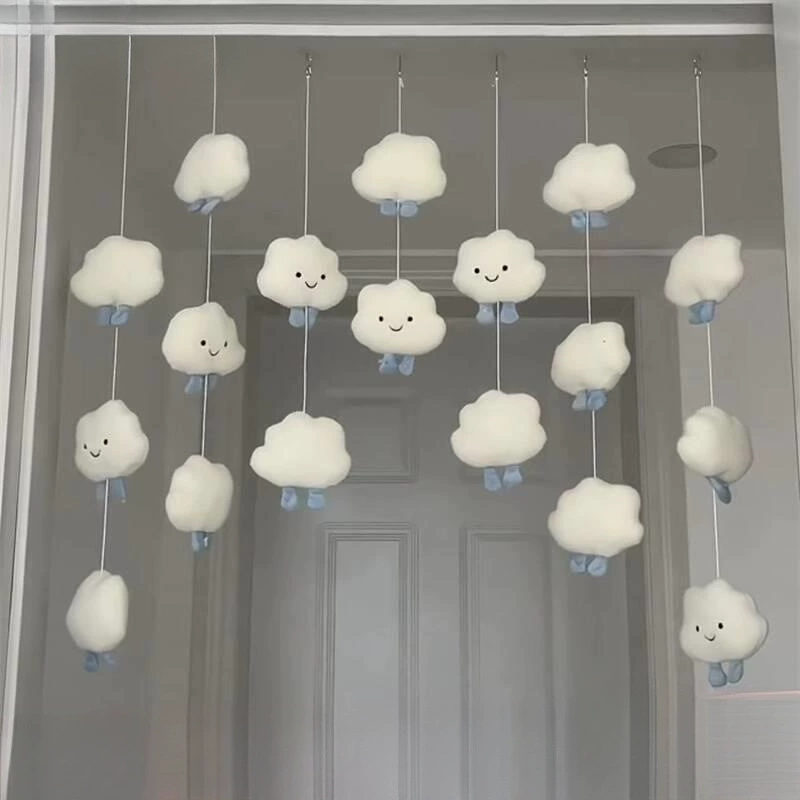 Занавеска для двери в виде облака, милое подвесное украшение, детское белое облако, подвесное украшение, украшение для комнаты, подвесная занавеска, креативное украшение, дверь спальни, шелковый цветок, кошка