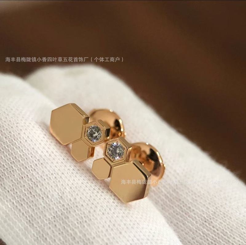 高版本CNC尚蜂窝蜂巢美耳钉厚镀18K玫瑰金高级感个性气质耳环耳饰|undefined