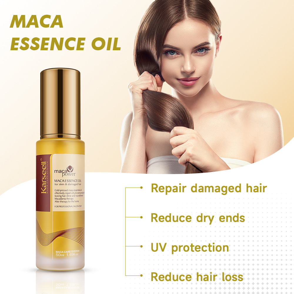 Karseell Aceite esencial para el cuidado del cabello marroquí original Hidratante Aceite para el cabello con frizz seco Suaviza la cola del cabello Aceite esencial para el cuidado del cabello Maca