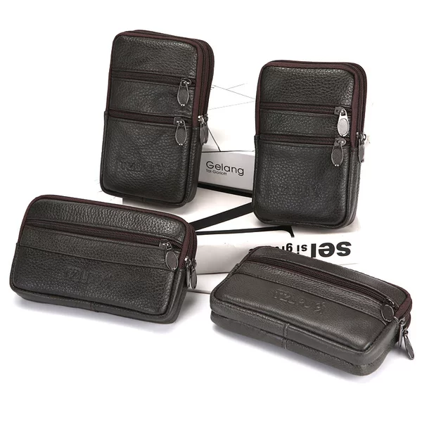 New leather mobile phone waist bag middle-aged and elderly work mobile phone bag wear-resistant leather belt cowhide mobile phone bag wholesale