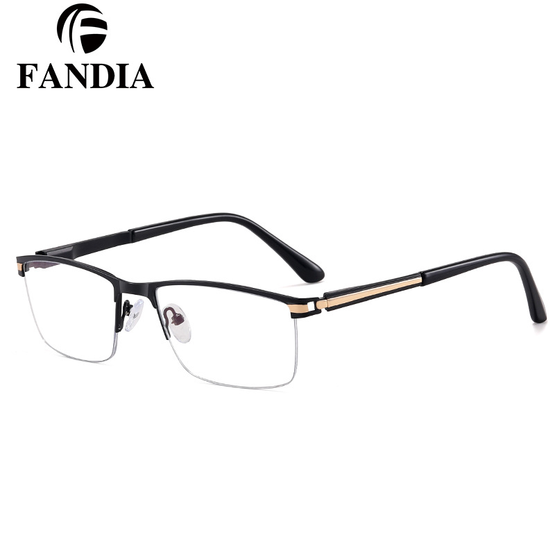 91342 gafas de medio marco ultraligero para hombres miopía marco de ojos puede equiparse con grados de gran cara gran marco de gafas de luz plana