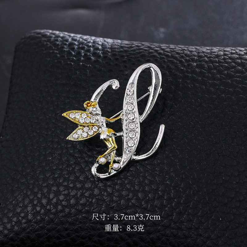 Ángel inglés carta broche moda oro diamante broche aleación ramillete accesorios de ropa PIN