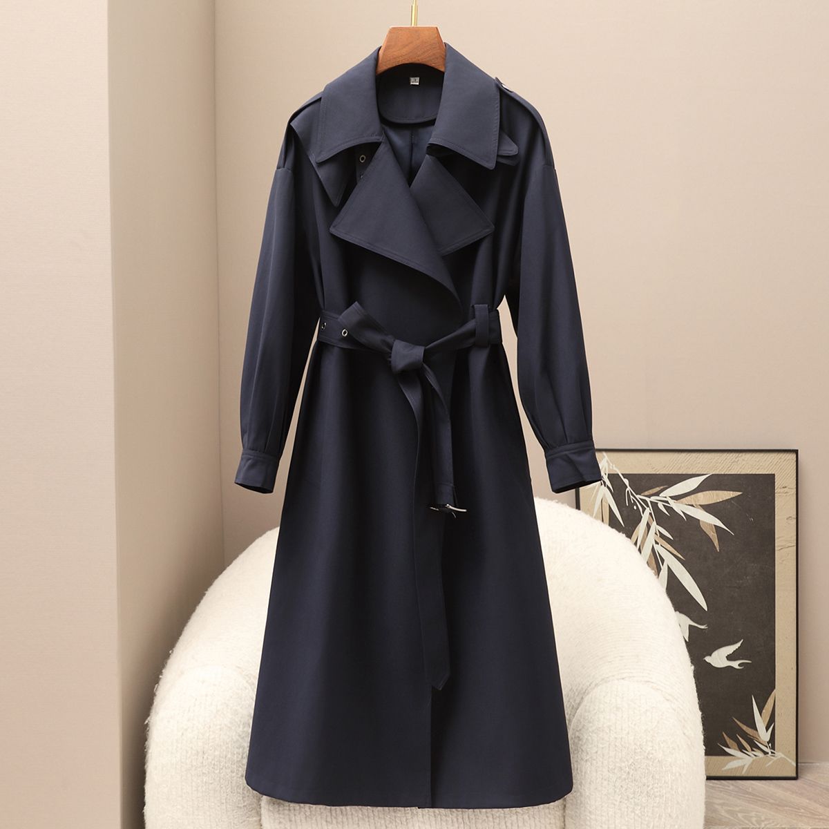 Small Quantity of Clothing Spring & Fall Women's Windbreaker 2025 New British Style High-End Fashion Long Lace-Up Jacket