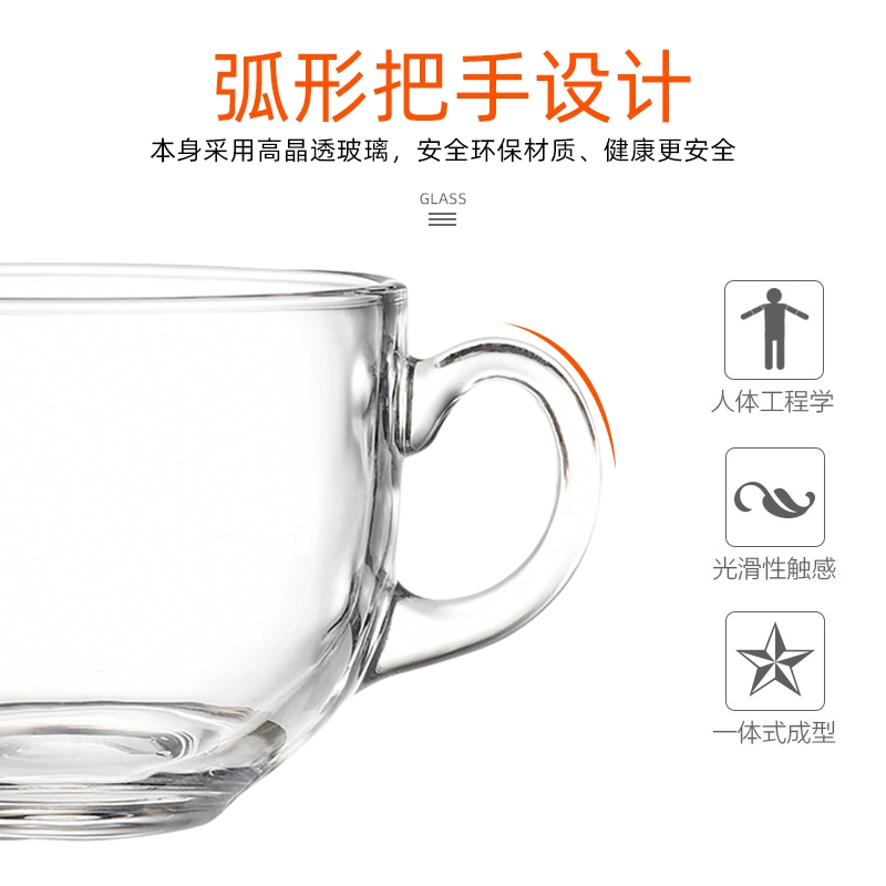 *Tempered glass milk cup, microwaveable oatmeal breakfast cup with covered spoon, yogurt cup with handle, water cup, dessert bowl