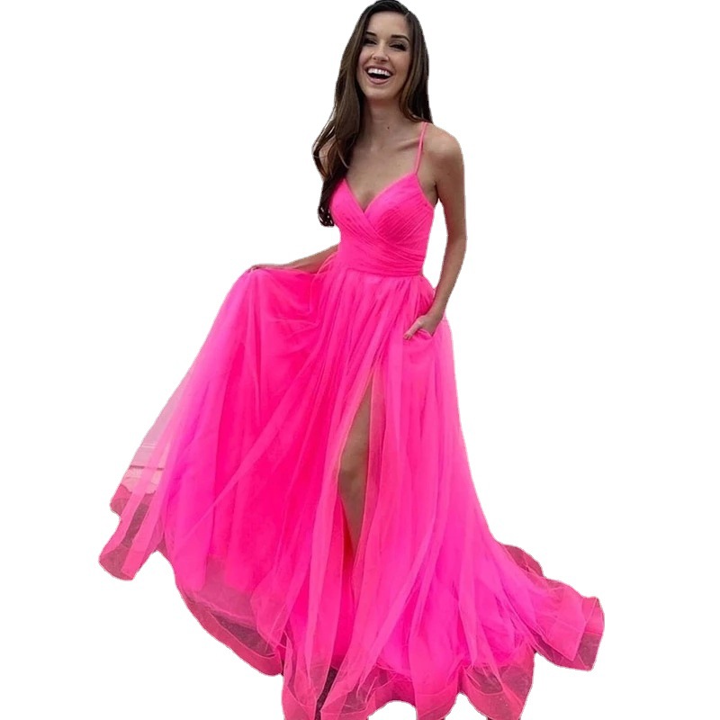 El comercio exterior de Europa y América Amazon AliExpress deseo estación independiente nueva sexy Sling tulle largo vestido noche