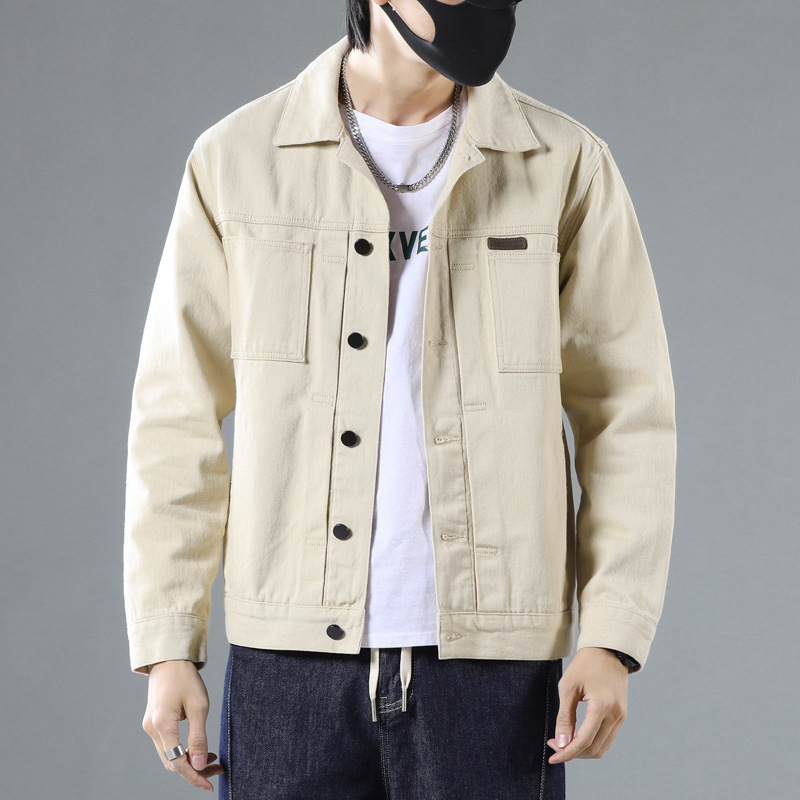 Guapo chaqueta de ropa de trabajo para hombres del todo fósforo slim fit Plus tamaño casual solapa chaqueta de mezclilla chaqueta juvenil ropa exterior para hombres