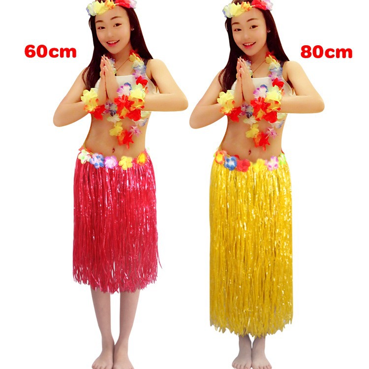 Kaifeng partido adulto niños falda de hierba hawaiana Garland 6-Piece Set Festival etapa rendimiento vestir accesorios de vestuario