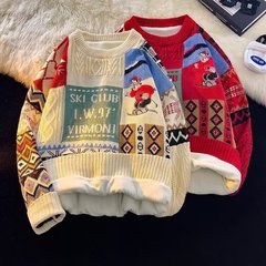 男性と女性のための厚いベルベットのセーター、クマの赤い新年、クリスマスと冬の暖かいニットジャケット、外国貿易クロスボーダー卸売