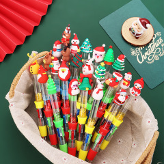 新型クリスマス流砂四色ボールペン老人手帳ペン学生カラーペンクリスマスプレゼント卸売り