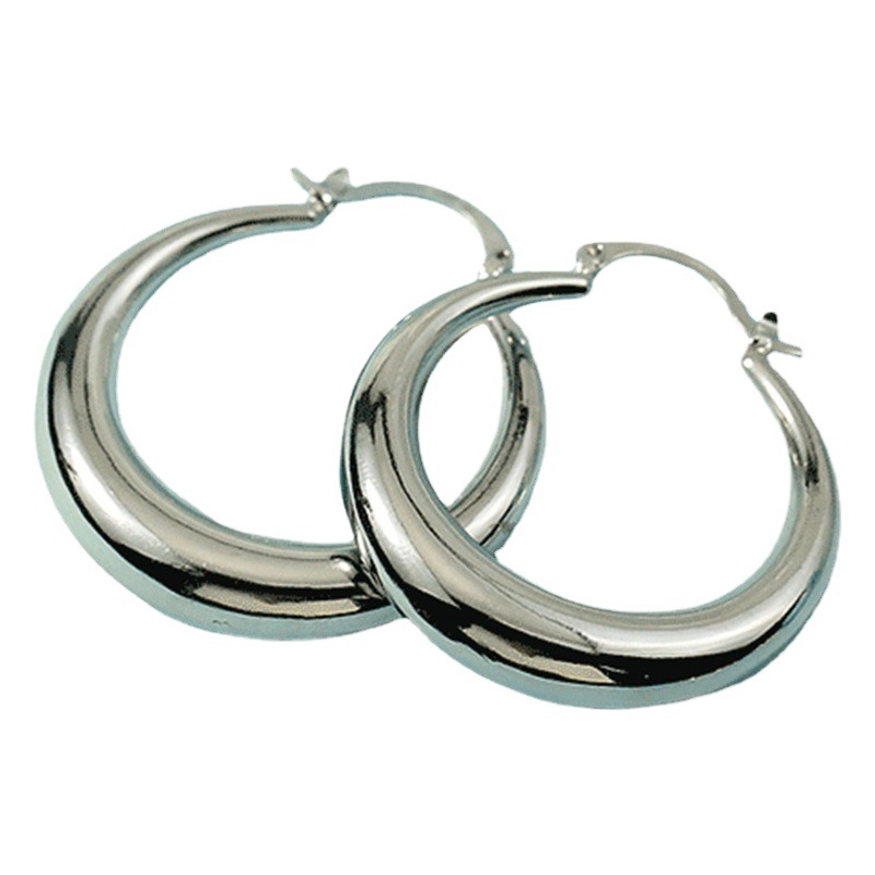 Retro pendientes de las mujeres de Europa y América hueco en forma de media luna oído plateado 18K oro estilo de Hong Kong pendientes de círculo de alta calidad de moda exagerada pendientes
