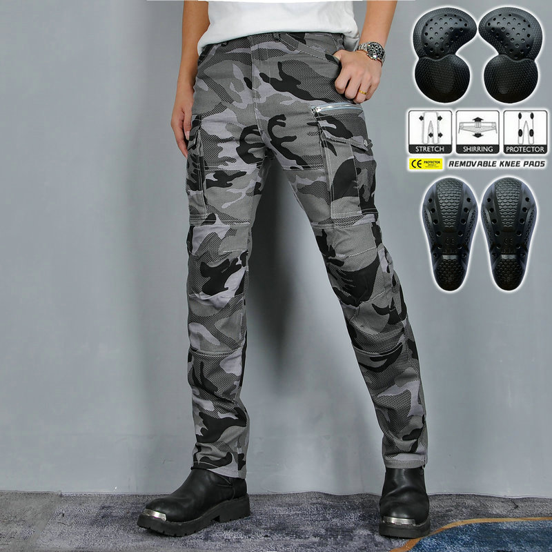 VOLERO motocicleta anti-caída pantalones de los hombres sueltos todo partido multi-Bolsa de camuflaje pantalones casuales pantalones de montar en motocicleta