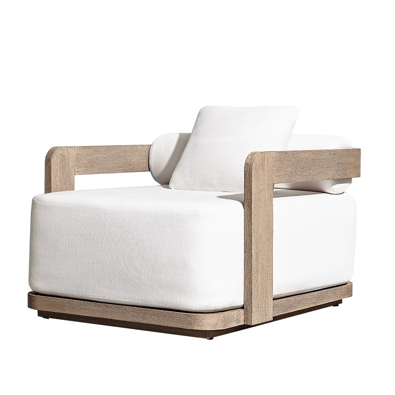 Diseñador de casa patio terraza sofá combo sala modelo sofá de madera maciza al aire libre nórdico sofá de teca al aire libre