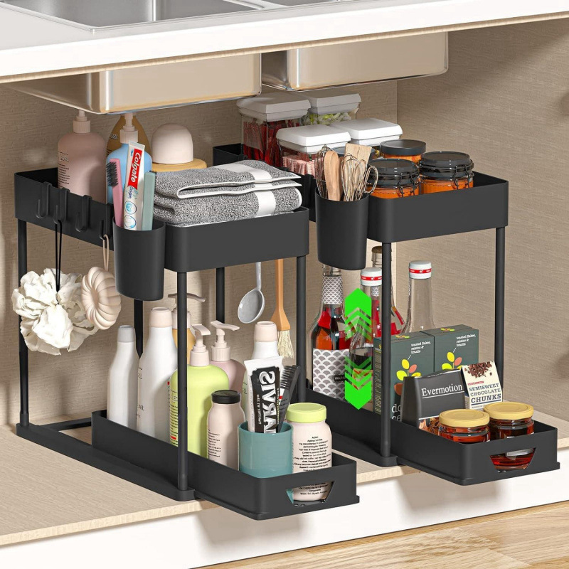Temu Xiyin Kitchen Sink Bathroom Simple Storage Rack Pull-Out Storage Rack Multi-Functional Storage Rack