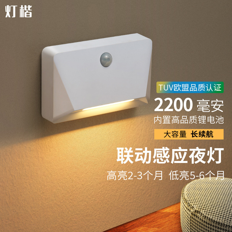 Cross-Border Linkage Magnetic Sensor Night Light Rechargeable Bedside Aisle Bathroom Foot Lamp for the Elderly to Get up at Night