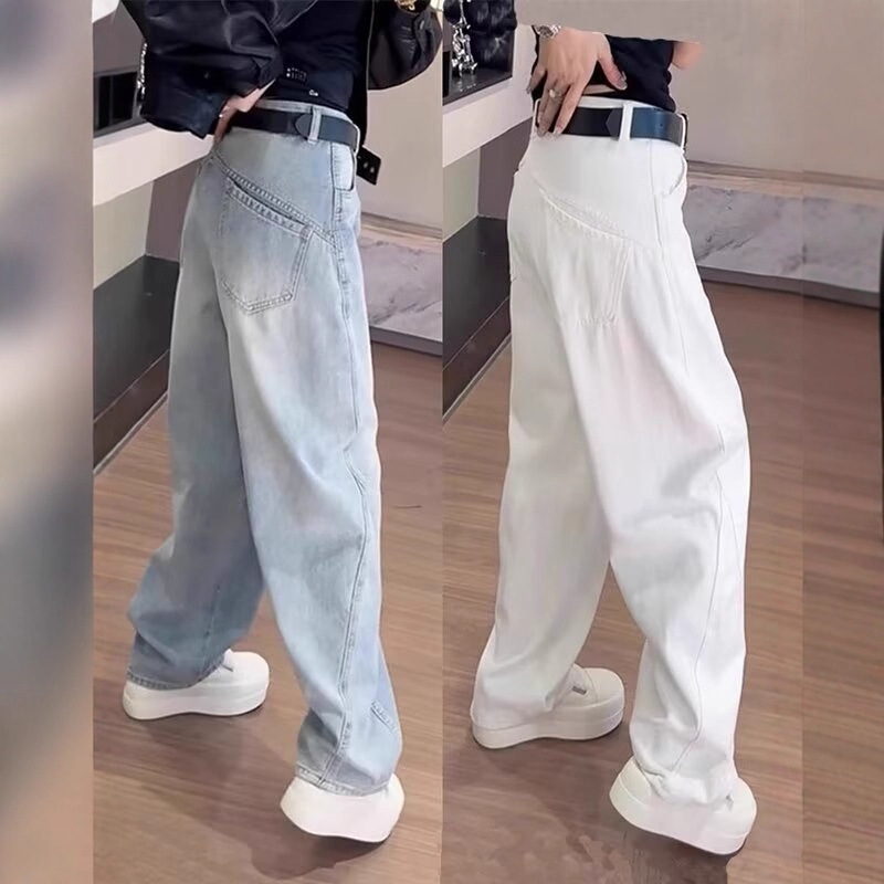 Purple High-End Straight Jeans for Women 2025 Spring New High-Waist Slim Loose Wide-Leg Pants Dropshipping