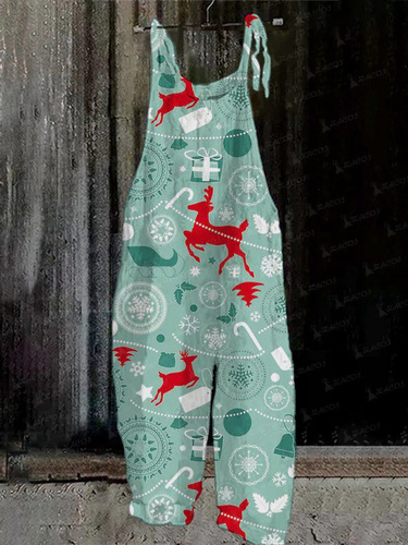 2024 New Arrival Women's Fashion Cross-Border Apparel: Amazon European and American Style Spring/Summer Sweet Christmas Print Retro Jumpsuit