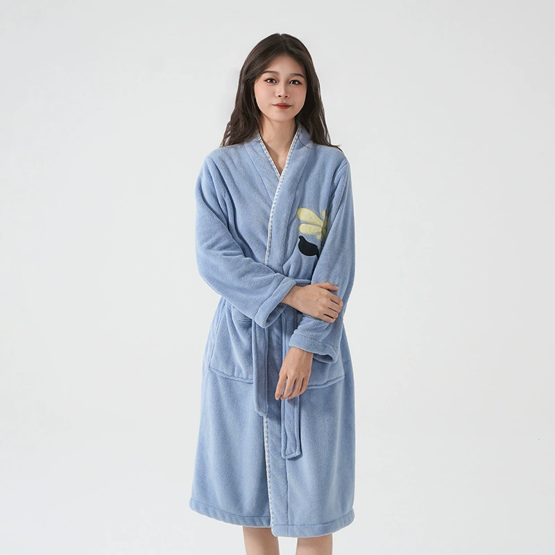 Королевский бархатный халат, длинный мягкий пижам, V-образный вырез