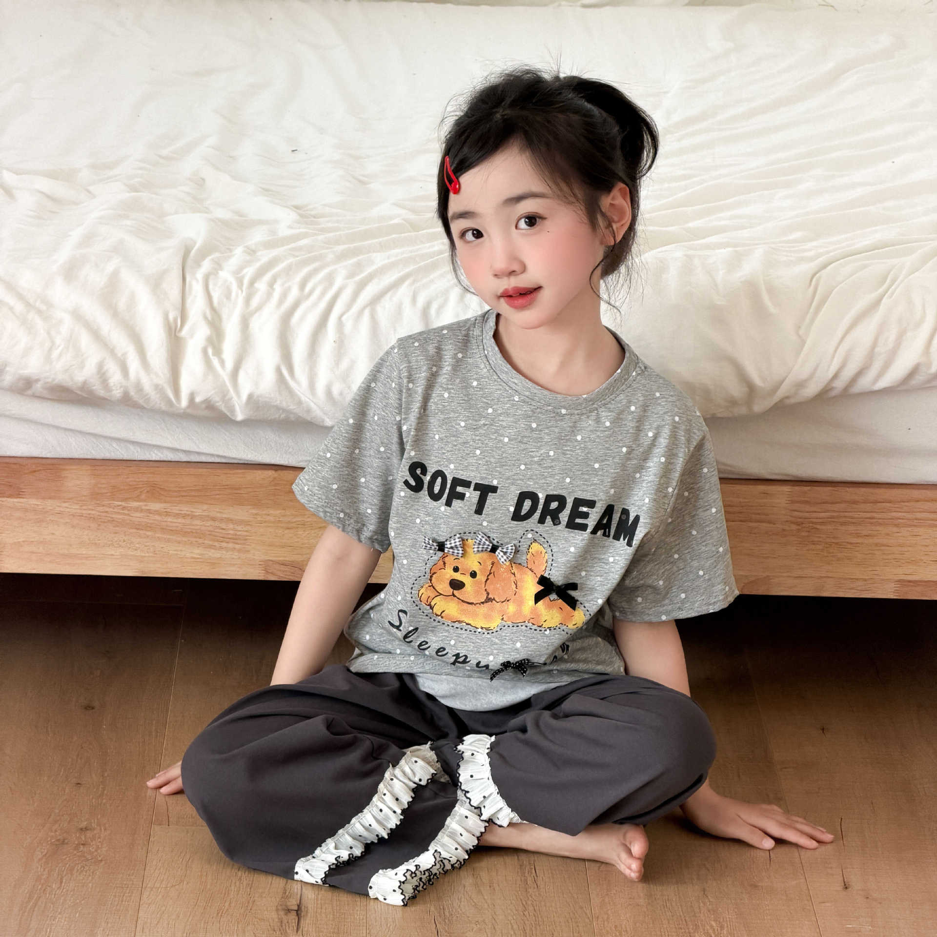 女大童睡衣夏季儿童家居服女童套装青少年女孩短袖长裤空调服