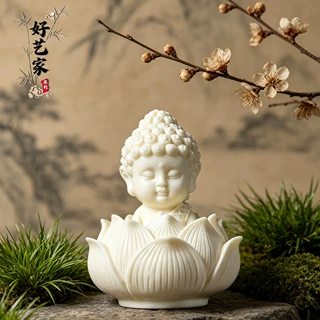 象牙果菩提果宝宝佛莲花240g一套底办公室摆件宝宝佛菩萨茶宠车载