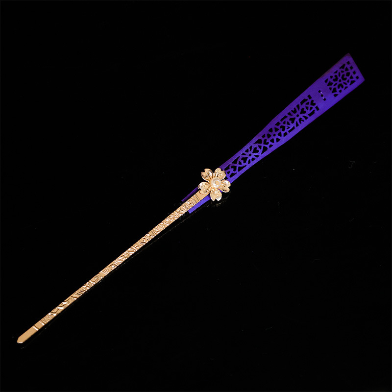 Patrimonio cultural intangible púrpura cortar papel tradicional toque de cabeza de gaza antiguo estilo chino pinzas de cabello nueve días Xuan mujer accesorios de modelado