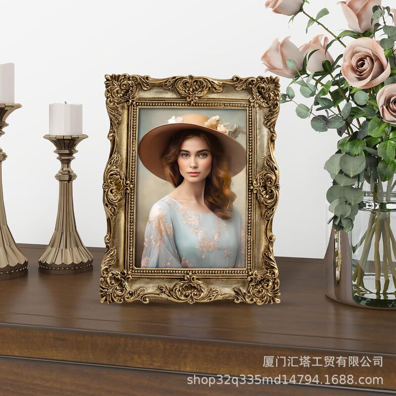 Cross-Border Amazon Popular Resin Hanging Dual-Purpose Retro Texture Handmade Resin Gorgeous Antique Photo Frame