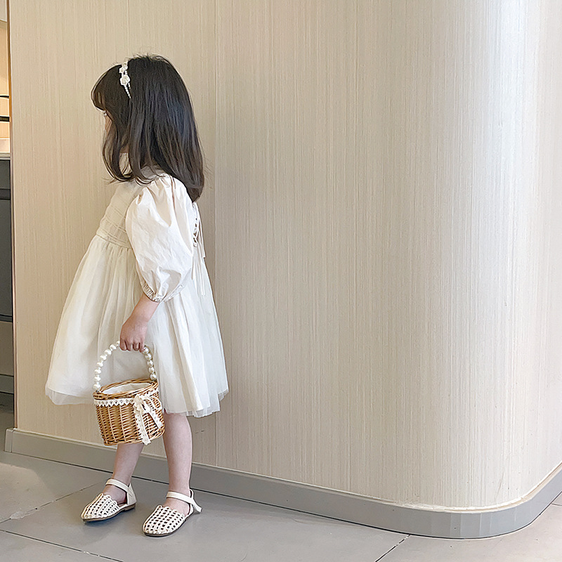Bolso de la perla de los niños del estilo coreano moda niña tejida bolsa de mensajero 2023 verano niñas nueva bolsa de playa