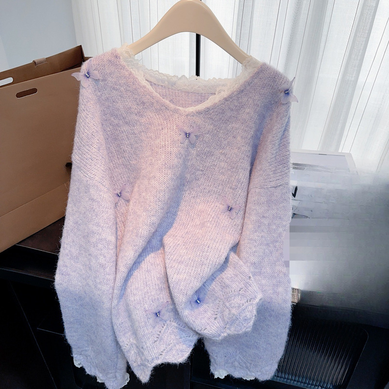 Cross-Border Purple Mid-Length Sweater for Women in Autumn and Winter, Covering Buttocks, Inner Layering Shirt, Bottoms Disappearing Bright Color with Shark Pants Cross-Border Purple Mid-Length Sweater for Women in Autumn and Winter, Covering Buttocks, Inner Layering Shirt, Bottoms Disappearing Bright Color with Shark Pants