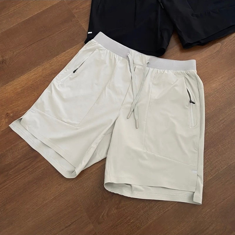 】Summer 7inch Men's Sports Lightweight Quick-Dry Breathable Fitness Casual Taped Shorts Black in Stock