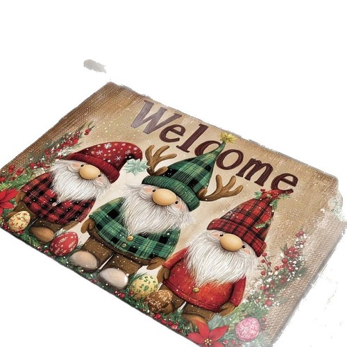 Cross-border temu Amazon Santa Claus porch mat water-absorbing anti-slip crystal velvet foot pad living room decoration mat