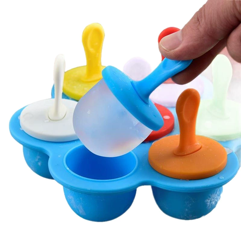 Colorful mold, ice cubes, hockey, ice cream