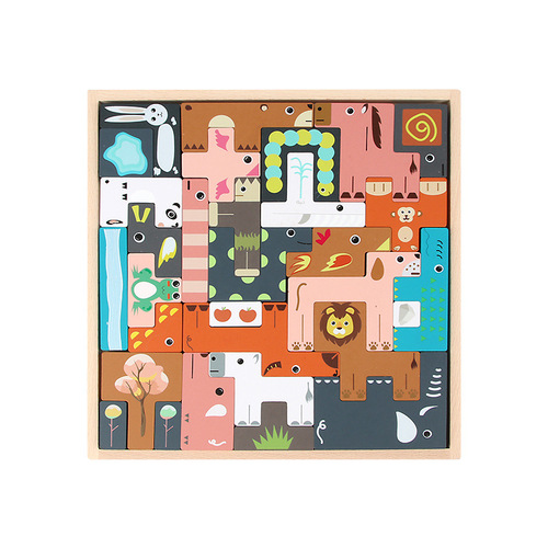 Young children's early education Tetris educational building blocks three-dimensional transportation animal shape matching puzzle puzzle toy