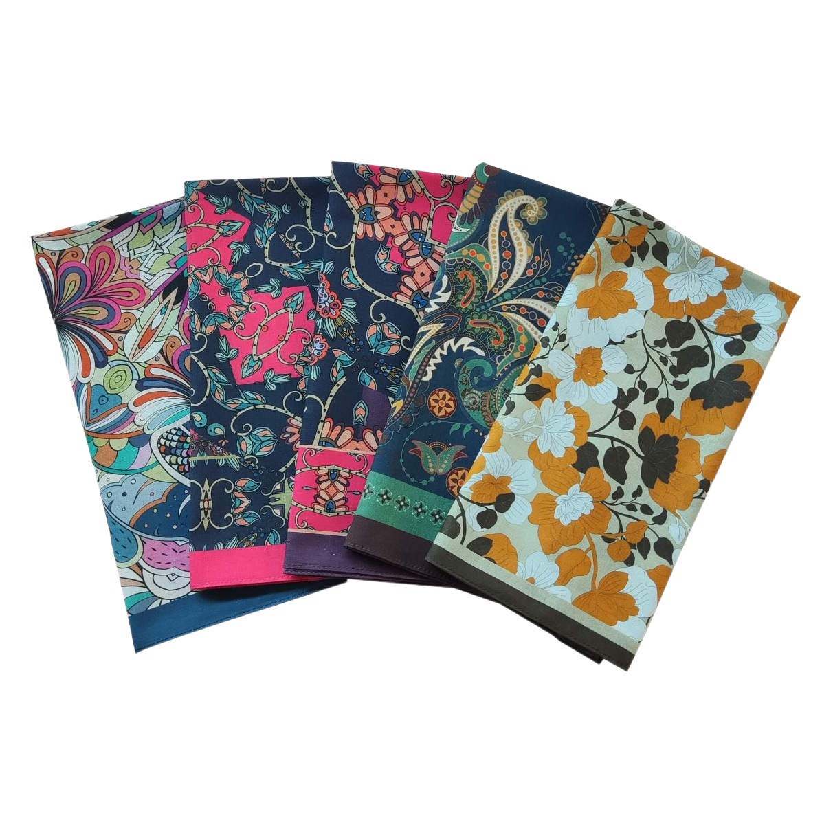 New Product in Stock Pure Cotton European and American Palace Style Ethnic Style Printed Square Scarf Floral Dress up Turban Face Towel