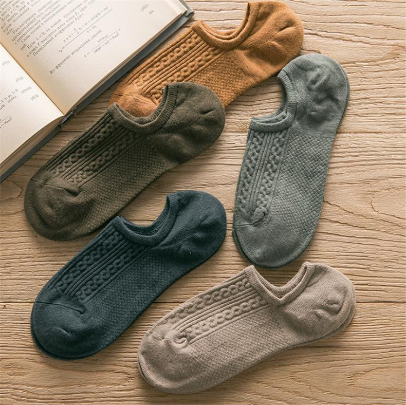 Cotton Low-Cut Invisible Men's Socks, Solid Color Breathable Boat Socks, Manufacturer Supply, Wholesale Socks, Spring and Summer Men's Socks
