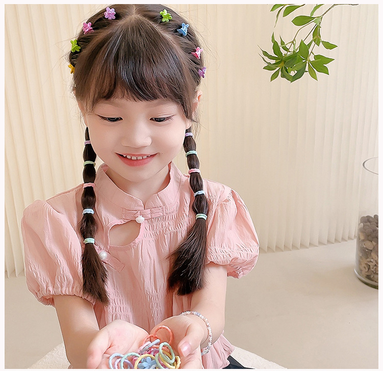 Simple Style Rabbit Star Heart Shape Arylic Cloth Flowers Hair Clip Rubber Band 1 Set display picture 2