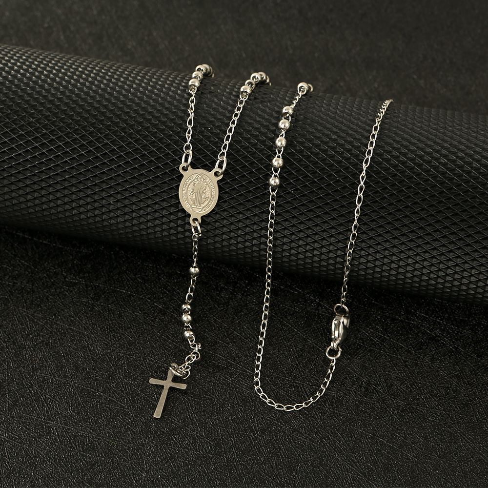Unisex Gender Wholesale Jewelry Simple Style Cross Titanium Steel Plating Necklace